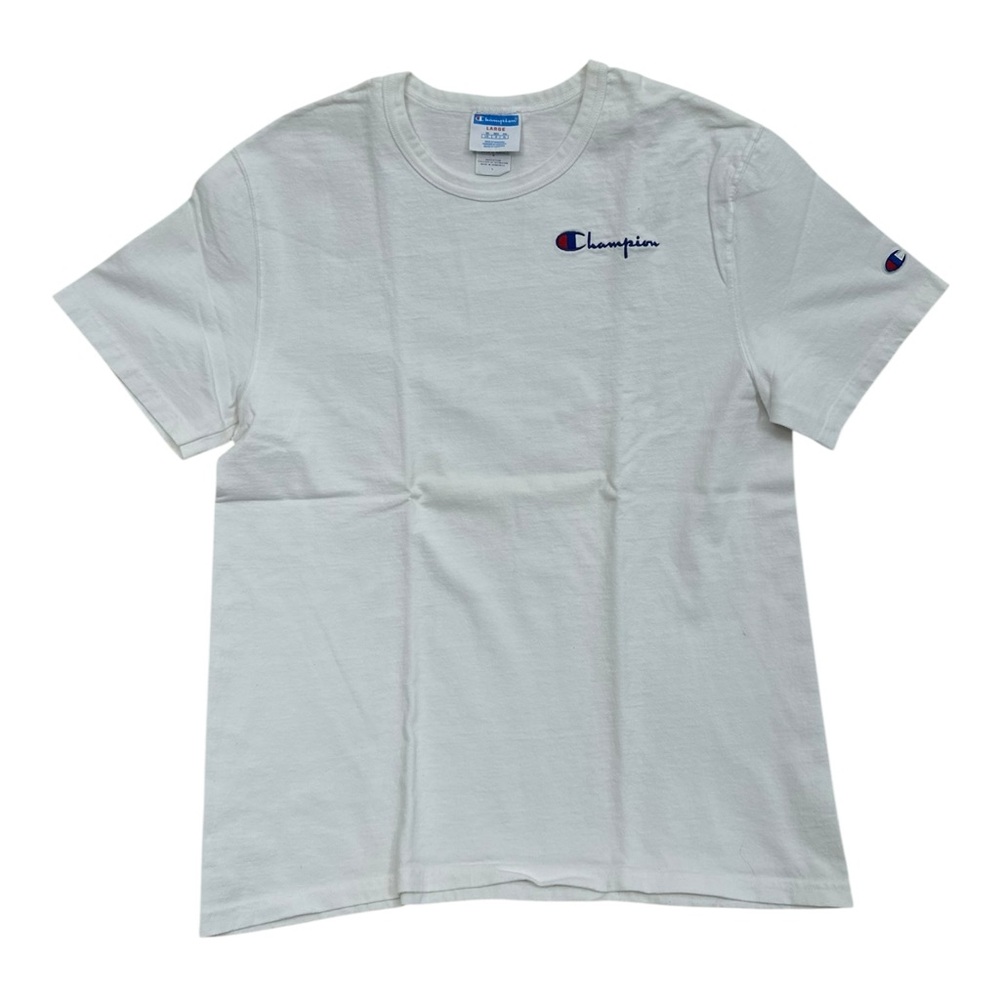 Champion Men's Classic White Embroidered Logo Tee - Size Large